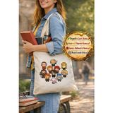 Harry Potter Film Figürleri Temalı Lisanslı Organik Bez Çanta | Okul, Günlük & Alışveriş Tote Çanta