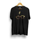 Harry Potter Glasses And Scar Baskılı Tişört - Siyah