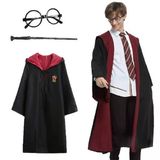 Harry Potter Gryffindor Kapişonlu Çocuk Kostüm + Asa + Gözlük Seti 7 8 Yaş Çeşidi