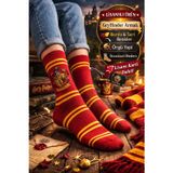 Harry Potter Gryffindor Logo Çorap Lisanslı Örgü Bordo-Sarı Armalı Standart Beden