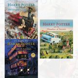 harry potter illustrated edition 3 books collection set (harry potter and the philosopher's stone, harry potter and the prisoner of azkaban, harry potter and the chamber of secrets)