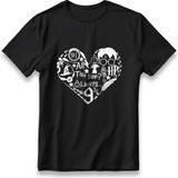 Harry Potter Kalp Model Movie T-Shirt Unisex %100 Cotton Pamuklu Rahat Regular Baskı Tişört - Siyah - XL