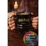 Harry Potter Lisanslı Çift Kulplu Kazan Kupa Seramik Siyah Logo Baskılı 14 cm 372 gr Hediyelik Ürün!