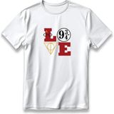 Harry Potter Love T-Shirt Baskılı Oversize Unisex %100 Pamuklu Nefes Alan Kalın Kumaşlı Tişört - Beyaz - XL