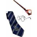 Harry Potter Ravenclaw Kravat Asa Gözlük Seti Cosplay ve Kostüm Aksesuarı - Lacivert