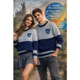 Harry Potter Ravenclaw Quidditch Sweatshirt Lisanslı Örme Kazak Mavi Gri Unisex - L Beden