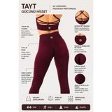 HARSFIT KADIN YÜKSEK BEL SCRUNCH TOPARLAYICI 7/8 SPOR TAYT PUSH UP SEAMLESS BORDO FİTNESS TAYT