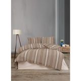 Hartex Soft Cotton Çift Kişilik Çizgili Kahverengi Nevresim Takımı - 200 x 220 cm