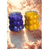 Hartopia %100 Organik Soya Wax Doğal Dekoratif Mum 2’li Özel Tasarım Bubble Cam Mum Seti (100 ml × 2) - Mor - Sarı - 2 Adet