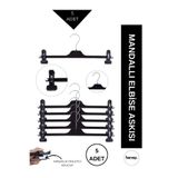 Harvey 5 Adet Mandallı Askılık Em-38/ 38cm Genişlik (elbise Askısı/ Etek Askısı / Pantolon Askısı)