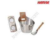 Harvia Paslanmaz Kova + Kepçe + Termometre 3'lü Sauna Seti