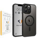 HARVORTEZ iPhone 15 Kılıf 6.1" MagSafe ile Uyumlu, Yarı Saydam Mat Cep Telefon Kılıfı, Sararmaz, Yükseltilmiş Metal Lens Çerçeve, Metal Tuşlar, Profesyonel Koruma Phone Case - Siyah