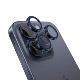 HARVORTEZ iPhone 15 Pro / 15 Pro Max ile Uyumlu Safir Kamera Lens Koruyucu - Alüminyum Çerçeveli, Hizalama Aparatlı, Su Geçirmez Glue Layer,%95+ Kristal Netlikte 9H Safir Cam - Mavi Titanyum