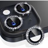 HARVORTEZ iPhone 15,15 Plus için, TAŞLI, Kamera Lens Koruyucu, Basit Kurulum, HD Görüntü, Metal Çerçeve, 9H Temperli Cam, Çizilmeye Dayanıklı, Diamond Camera Lens Protector (Siyah)