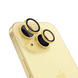 HARVORTEZ iPhone 15/15 Plus ile Uyumlu Safir Kamera Lens Koruyucu - Alüminyum Çerçeveli, Hizalama Aparatlı, Su Geçirmez Glue Layer,%95+ Kristal Netlikte 9H Safir Cam - Sarı