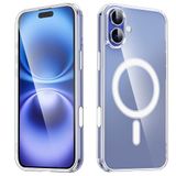 HARVORTEZ iPhone 16 MagSafe Uyumlu Güçlü Manyetik Kılıf, PC Çevre Dostu Malzeme, Logo Görünür Kapak, TamUyumlu, Köşe Darbe Emicili Zarif Case (Şeffaf)