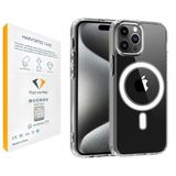 HARVORTEZ iPhone 16 Pro, ile Uyumlu ŞEFFAF Güçlü Manyetik Kılıf, Ultra Berrak, PC Çevre Dostu Malzeme, Logo Görünür Kapak, Tam Uyumlu, Köşe Darbe Emici Yastıklı Premium Case (Şeffaf)