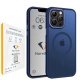 HARVORTEZ iPhone 16 Pro Kılıf 6.3" MagSafe ile Uyumlu, Yarı Saydam Mat Cep Telefon Kılıfı, Sararmaz, Yükseltilmiş Metal Lens Çerçeve, Metal Tuşlar, Profesyonel Koruma Phone Case - Lacivert