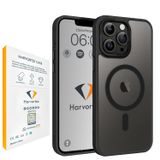 HARVORTEZ iPhone 16 Pro Kılıf 6.3" MagSafe ile Uyumlu, Yarı Saydam Mat Cep Telefon Kılıfı, Sararmaz, Yükseltilmiş Metal Lens Çerçeve, Metal Tuşlar, Profesyonel Koruma Phone Case - Siyah