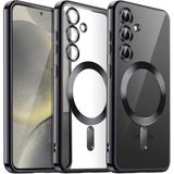 HARVORTEZ Samsung Galaxy S22 Plus MagSafe ile Uyumlu Berrak PC Malzeme, Parlak Köşeler Şeffaf Arka Kapak,Kamera Lens Koruyuculu, Gerçek Tuş Hissiyatlı Butonlar, Birebir Uyum, Delüks Case(Siyah)