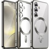 HARVORTEZ Samsung Galaxy S23 Plus MagSafe ile Uyumlu Berrak PC Malzeme, Parlak Köşeler Şeffaf Arka Kapak,Kamera Lens Koruyuculu, Gerçek Tuş Hissiyatlı Butonlar, Birebir Uyum, Delüks Case(Gümüş)