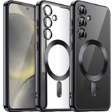 HARVORTEZ Samsung Galaxy S25 MagSafe ile Uyumlu Berrak PC Malzeme, Parlak Köşeler Şeffaf Arka Kapak,Kamera Lens Koruyuculu, Gerçek Tuş Hissiyatlı Butonlar, Birebir Uyum, Delüks Case - Siyah