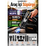Harvox 18000PA Güçlü Vakum Araç Süpürgesi Taşınabilir Çantalı 6000MAH Bataryalı Üflemeli Hava Nemlendirici Hediyeli Süpürge - Kahverengi - Siyah