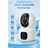 Harvox Akıllı Güvenlik Kamerası Full Hd Çift Lensli 360° Dönüşlü Hareket Algılamalı Canlı Izleme Özellikli Monitör - Beyaz