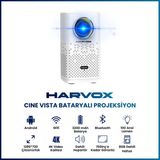 Harvox Cine Vista Bataryalı Projeksiyon Cihazı Taşınabilir 4K Destekli 1080P Android Sistemli Projektör - Beyaz
