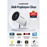 Harvox HY300 Pro Upgrade Projeksiyon Cihazı Taşınabilir Android Sistemli Wifi HDMI USB Destekli Perde Hediyeli Projektör - Beyaz