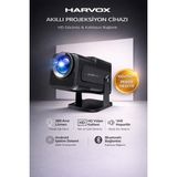 Harvox HY320 Mini Projeksiyon Cihazı Taşınabilir Android Sistemli Wifi HDMI USB Destekli Perde Hediyeli Projektör - Siyah