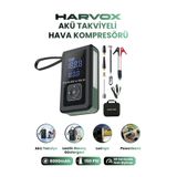 HARVOX Taşınabilir 10000mAh Akü Takviyeli Hava Kompresörü Şarjlı Powerbankli Göstergeli Araç Lastik Şişirme