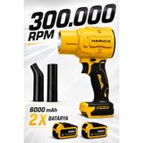 Harvox Turbo Hava Üfleyici Kablosuz 300.000RPM 6000MAH Çift Bataryalı Hava Yaprak Toz Su Üfleme Makinesi