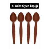 HARWELL Geleneksel Oyun Kaşığı/Uzun Saplı Ahşap Görünümlü Plastik Kaşık (4 Adet)
