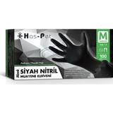 Has-Pet Haspet Siyah Nitril Pudrasız Muayene Eldiveni 100 Lü ( Medium )