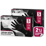 Has-Pet Nitril Siyah Pudrasız Eldiven Small 100'LÜ x 2'li Paket