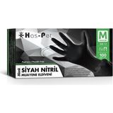 Has-Pet Pudrasız Siyah Nitril Eldiven (M) - 100 Adet