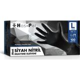 Has-Pet Siyah Nitril Muayene Eldiveni Pudrasız Large 100 Adet