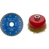 HAS - TEC 115 mm Temizleme ve Kesim Seti | Mermer / Fayans Kesici Disk + Saçaklı Çanak Tel Fırça
