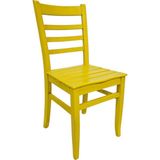 Hasağaç Abete Sarı Modern Masif Ahşap Düz Ayaklı Merdiven Sırtlı Yemek Sandalyesi