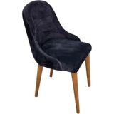 Hasağaç Adatto Füme Kadife Modern Ergonomik Yemek Çalışma Ahşap Ayaklı Sandalye