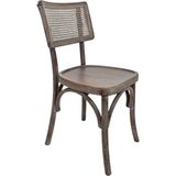 Hasağaç Ahşap Eskitme Ceviz Rattan Hasır Sırtlı Kavisli Ayaklı Bentwood Modern Sandalye