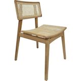 Hasağaç Lau Modern Doğal Ahşap Konik Ayaklı Rattan Hasır Detaylı Sandalye