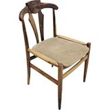 Hasağaç Rove Modern Sandalye Doğal Masif Ahşap Konik Ayaklı Ceviz Tonları Bej Döşemeli Ergonomik Tasarım
