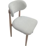 Hasağaç Tendenza Modern Sandalye Krem Bouclé Kumaş Konik Doğal Ahşap Ayaklı