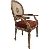 Hasağaç Zaro Klasik Oval Rattan Sırtlı Bordo Kumaş Döşemeli Oymalı Ahşap Kolçaklı Sandalye