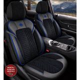 Hasakman Ford Escort Shine Siyah Mavi Tay Tüyü Oto Koltuk Kılıfı Tam Set-Kolay Montaj-Terletmez-Ortopedik 1995-2000