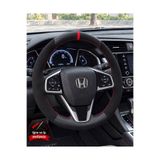 HasAkman Honda Civic FK7 Dikme Direksiyon Kılıfı Alcantara Süet Mat Karbon Kırmızı Yüzük ve Dikiş 2016-2021