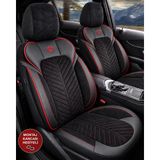 Hasakman Renault Clio 4 Shine Siyah Kırmızı Tay Tüyü Oto Koltuk Kılıfı Tam Set-Kolay Montaj-Terletmez-Ortopedik 2013-2020