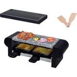 Hasayakı Elektrikli Raclette Izgara 350W 2 Kişilik, Taş Tabaklı, Yapışmaz Kaplamalı Izgara Plakası, 2 Adet Peynir Kalıbı, 2 Adet Kayın Ağacından Yapılmış Ahşap Spatula, 6 Paket